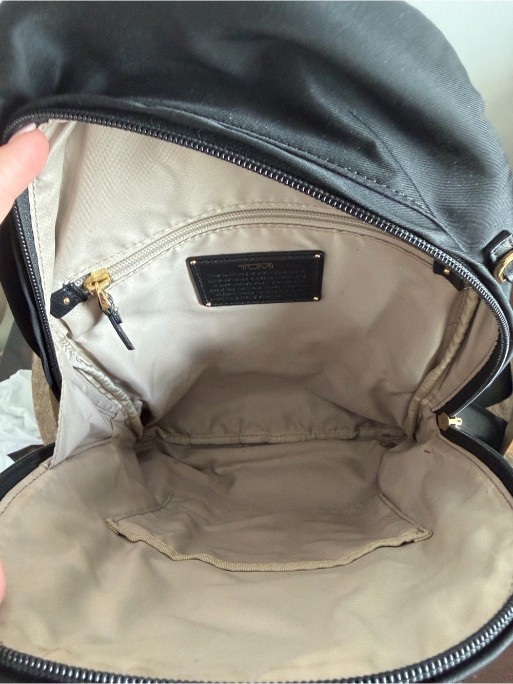 TUMI Voyageur Nadia Convertible Backpack/Sling – Black Nylon Gold Hardware - Picture 10 of 15